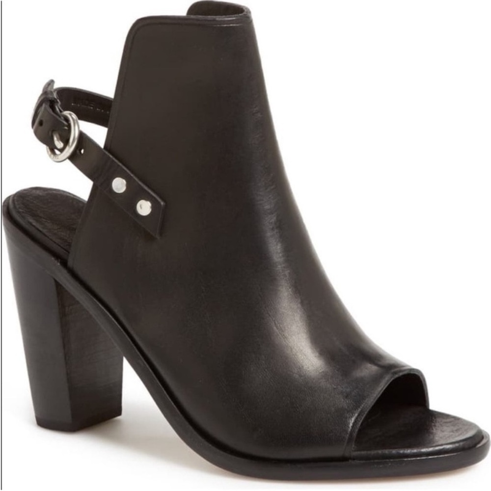 Rag & Bone Black Wyatt Leather Open Toe Booties